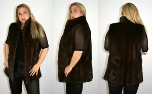Gilet in pelliccia di visone mogano taglia media 6 8 M Efurs4less nuovo - Foto 1 di 6