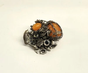 Miriam Hakell Butterscotch Brooch horseshoe signature cartouche - Picture 1 of 11