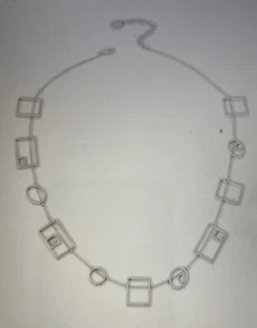 HSN Marla Wynne Bling Geometric Open Shapes Stone-Accented Necklace 36” Silver - Picture 1 of 4