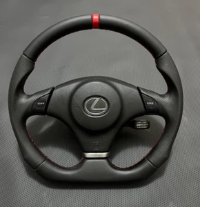 LEXUS LS300 LS200 SC300,400 M/T FLAT BOTTOM PISTOL GRIP LEATHER STEERING WHEEL - Picture 1 of 10