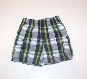 Infant Boy's Garanimals Green, Navy Blue & White Plaid Cotton Shorts 12 Months - Picture 1 of 2