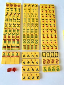 Vintage MAH JONG Bakelite SET 164 tiles, 5 racks, 2 red dices - Picture 1 of 12