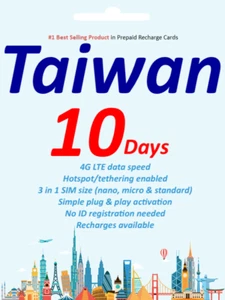 Taiwan Travel data SIM card 7-30 days Unlimited Data 5G unanonymous activation - Picture 1 of 4