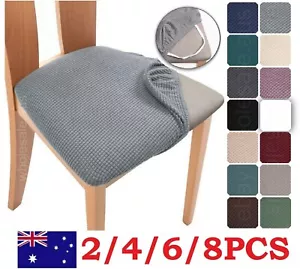 2/4/6/8PCS Stretch Spandex Jacquard Dining Room Chair Seat Covers Removable Wash - Picture 1 of 21