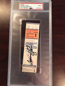 1982 ALCS PLAYOFF TICKET GAME 1 AUTO TOMMY JOHN ANGELS BREWERS DNA/PSA 9 MINT - Picture 1 of 4
