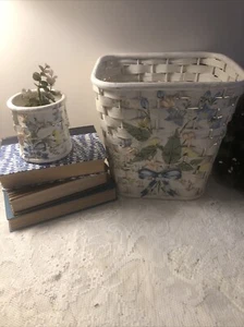 Cesta de basura y soporte para cepillo de dientes vintage de mimbre estilo campestre - Imagen 1 de 16