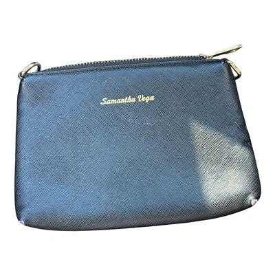 Samantha Vega Black Pouch Bag Cosmetic Case Leather - Image 1 of 4