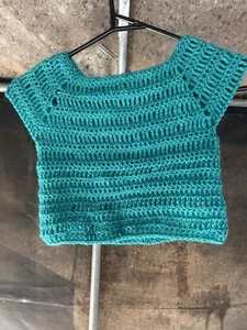Green Crocheted Crop Top Size S - Picture 1 of 3