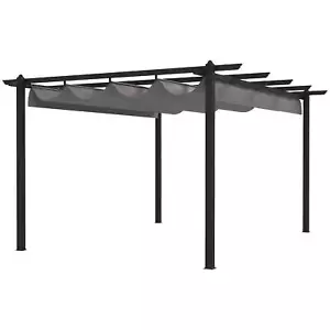 4 x 3(m) Aluminium Pergola with Retractable Roof, Garden Gazebo Canopy Shelter f - Picture 1 of 6