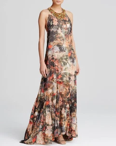 Maxi Vestido Alice & Olivia Jungle Safari Estampado Shona Cuello de Cuentas en T $698 Nuevo con Etiquetas S - Imagen 1 de 1