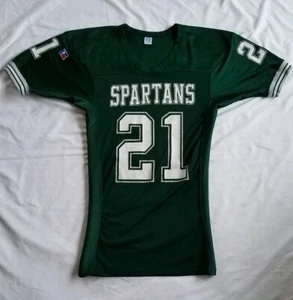 Vintage Michigan State Spartans Football Trikot grün Made in USA auf Feld weiß - Bild 1 von 12
