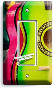 COLORFUL ACOUSTIC GUITARS 1 GFCI LIGHT SWITCH WALL PLATES MUSIC STUDIO ART DECOR - Picture 1 of 1