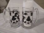 Set Of 2 Braum's Ice Cream Clear Glass Mugs - Advertsing Frost Before Serving