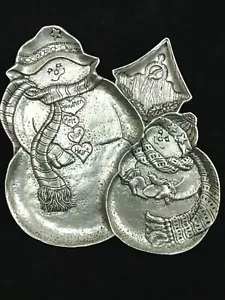 Snowman Tray CARSON STATESMETAL Holiday Metal Candy Dish Serving Platter Plate - Picture 1 of 7