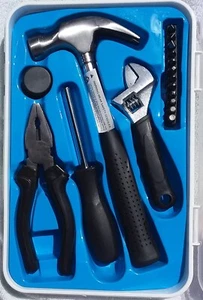 TOOL SET 17 PCE FIXIT NEW W/CASE. HAMMER,PLIERS,SHIFTER,SCREWDRIVER,12 BITS. - Picture 1 of 2