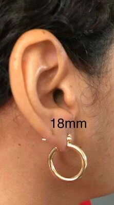 Pendientes de aro amarillo de 3 mm rellenos de oro de 18 quilates - Todos los tamaños / Aretes rellenos de oro - E25 Foto 1 de 3