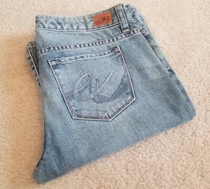 Women's X2 Jeans Blue Denim Low Rise Flare Leg Slim W10 Sz 8 Long 100% Cotton - Picture 1 of 21