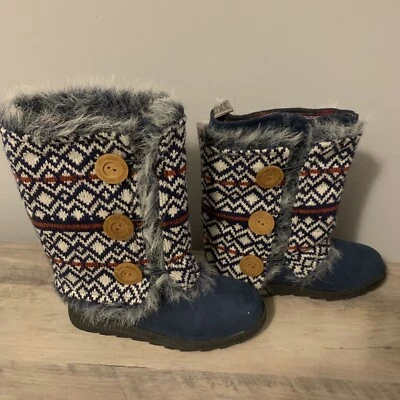 Muk Luks Women's Cheryl Sweater Lined Boots Red Blue SiZe 7 New - Image 1 of 4
