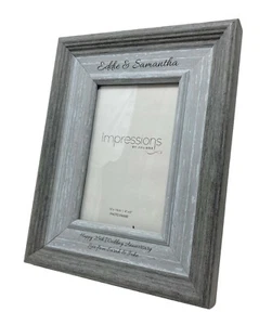 Personalised 5" X 7"  Grey Washed Wood Effect Engraved Picture Frame  - Picture 1 of 4