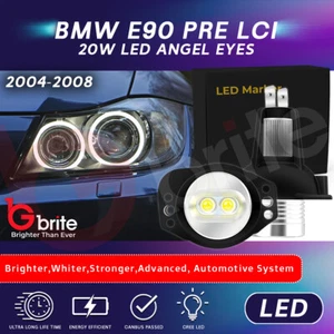 2x BMW 3 Series E90 E91 20W LED Angel Eyes Marker RINGS LED WHITE HALO 6000K A17 - Picture 1 of 8