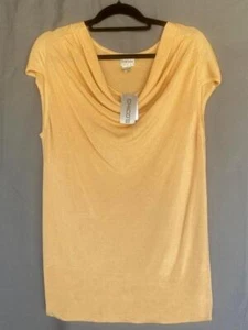 NWT Sz 3 XL CHICO'S Moon Glow Gold DIAMONTE Knit Cowl Neck Tunic Sweater Top New - Picture 1 of 4