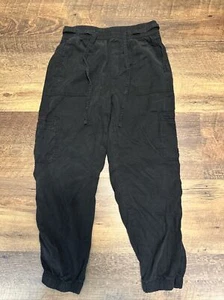 American Eagle Women’s Small Draw String Black Tapered Lyocell  Jogger Pants - Picture 1 of 4