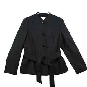 Le Suit Button Front Belted Blazer Petite Size 6P Black & White - Picture 1 of 12