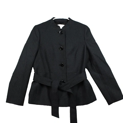 Blazer Le Suit Botón Frontal Cinturón Talla Pequeña 6P Blanco y Negro Foto 1 de 4