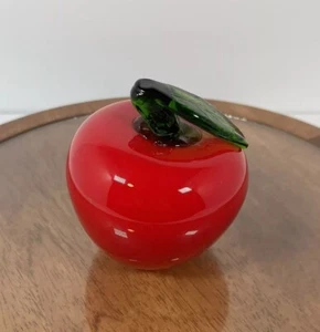 Vintage Murano Style Red Apple Glass Fruit Hand Blown MCM Art Decor/Kitchen - Picture 1 of 3