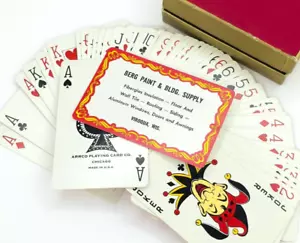 C1950s Vintage NOS Arrco Playing Cards Advertising Berg Paint Bldg Supply Viroqua WI - Bild 1 von 7