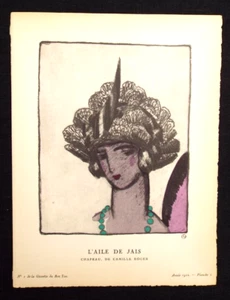 Estampado pochoir francés Bon Ton Du La Gazette 1922 Llano Flores Laile De Jais Roger - Imagen 1 de 6