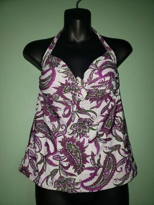 TRAJE DE BAÑO MUSSIMO PÚRPURA PAISLY FLORAL HALTER TANKINI TOP TRAJE DE BAÑO S Foto 1 de 4