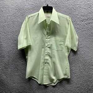 Vintage Arrow Shirt Adult 15 Medium Green Cotton Casual Disco Leisure 70s Mens