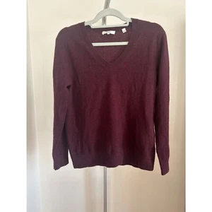 VINCE. Maglione pullover weekend scollo a V misto cashmere prugna vino S oversize - Foto 1 di 4