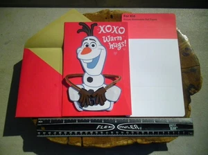 Vintage Frozen Warm Hugs Hallmark Valentine’s Day Card w/ Removable Olaf Figure - Picture 1 of 5