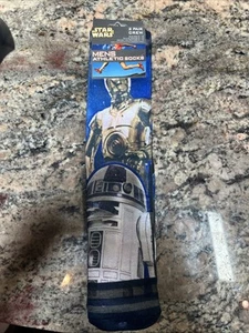 Star Wars C-3PO/R2D2 & Rebel Alliance Symbol Crew Socks 2-Pack Blue And Black - Picture 1 of 4