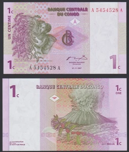 Congo DR 1 centime 1997.11.01. Woman Picking Coffee Beans P80 Prefix A-A UNC - Picture 1 of 9