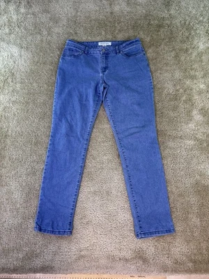 Pantalones de mezclilla Kenneth Cole Reaction para mujer ajustados azules talla 8 tiro medio 30X27 E626 Foto 1 de 4