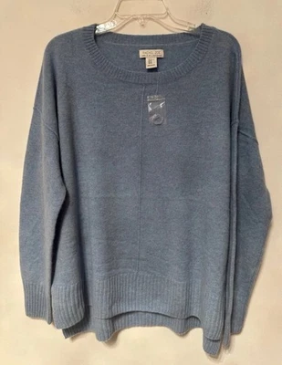 Nuevo Suéter Pullover Mujer Rachel Zoe 100% Cachemira 2 capas Talla XL Manga Larga Azul Foto 1 de 3