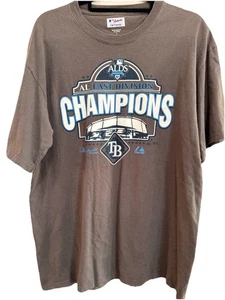 Authentic MLB TAMPA BAY RAYS 2010 CHAMPIONSHIP T SHIRT GRAY Size large - Picture 1 of 4