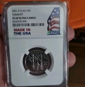 2001 Vermont Clad State Quarter NGC PF69 Ultra Cameo! Beautiful Quarter! - Picture 1 of 5