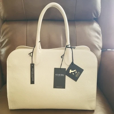 Bolso Bandolera Claudia Firenze Cuero Crema Hecho en Italia Nuevo con Etiquetas Foto 1 de 4