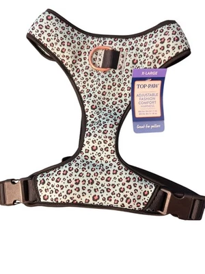 Arnês Top Paw Teal Cheetah ajustável moda conforto cachorro animal de estimação tamanho GG novo com etiquetas - Imagem 1 de 4