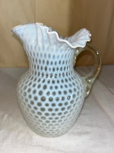 Hobbs Brockunier/Beaumont Glass Windows White Opalescent Water Pitcher-Victorian - Imagen 1 de 13