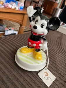 Vintage Schmid Micky Maus Figur Spieluhr mit Etikett - Bild 1 von 4