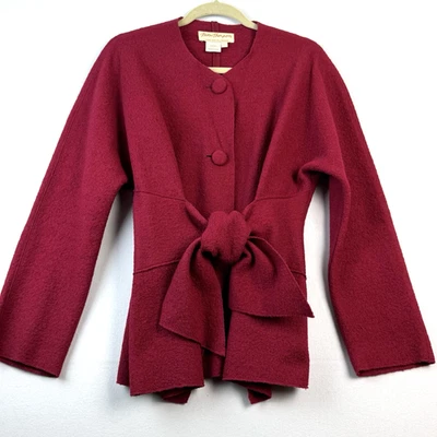 Blazer Chaqueta Vintage Norm Thompson Rojo Lana Corbata Ancha Frontal Talla L Abotonada Y2K Foto 1 de 4