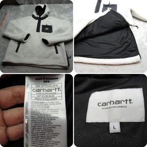 Carhartt Jacket Mens Large White Hooded Fuzzy Sherpa Fleece Prentis Liner Coat - Picture 1 of 12