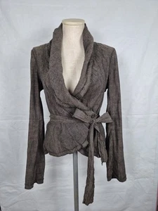 Cravatta donna vintage BCBG Maxazria avvolgente lino cotone manica lunga top cintura vita taglia S - Foto 1 di 15
