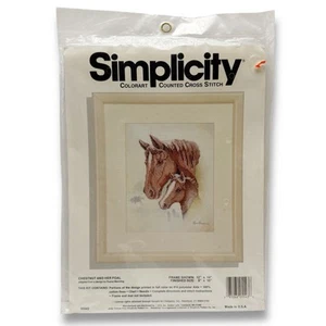 Vintage Simplicity Counted Cross Stitch Kit Chestnut & Foal Horse 05543 - Picture 1 of 5