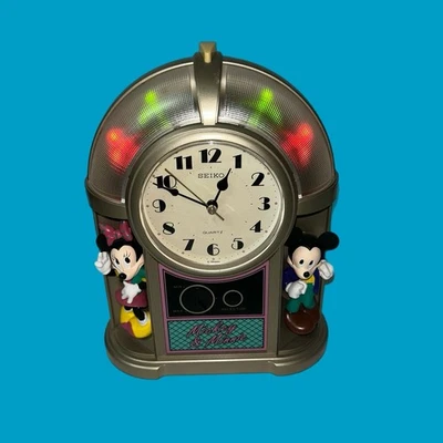 Seiko Disney Mickey & Minnie Mouse Jukebox Discoteca Despertador Vintage Com Baterias - Imagem 1 de 4
